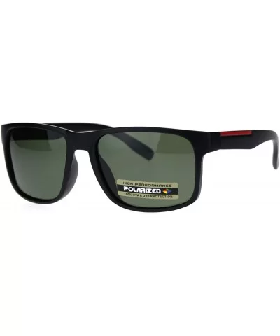 Mens Polarized Lens Elegant Minimal Rectangular Horn Rim Sunglasses - Matte Black Green - CK18QMRQ7HU $11.77 Rectangular