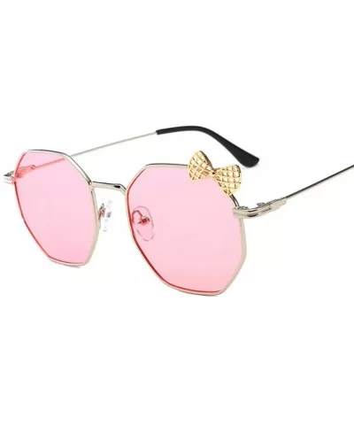 Big frame glasses and bow Sunglasses - Gold Frame Gray - CM18AZZWWNY $25.55 Goggle