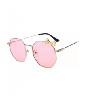 Big frame glasses and bow Sunglasses - Gold Frame Gray - CM18AZZWWNY $25.55 Goggle