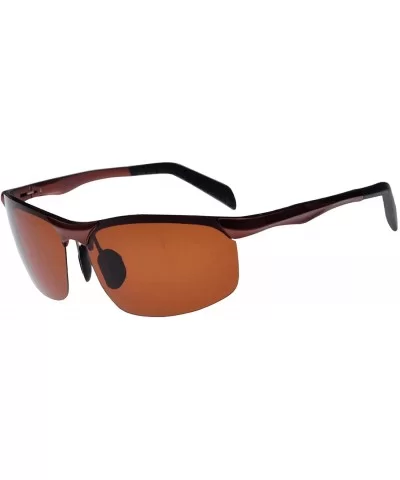 2015 Men's Aviation Aluminum Magnesium Alloy Polarizer Outdoor Cycling Sunglasses - Brown & Tawny - CU11ZEKH2UT $16.96 Sport