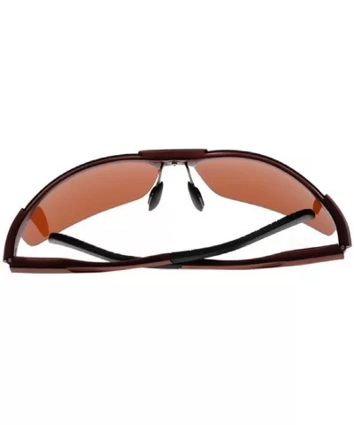 2015 Men's Aviation Aluminum Magnesium Alloy Polarizer Outdoor Cycling Sunglasses - Brown & Tawny - CU11ZEKH2UT $16.96 Sport