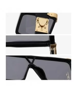 Classic Flat Top Shield Sunglasses for men women Oversized sunglasses square sunglasses retro sunglasses - 1 - CJ193LKXM56 $1...