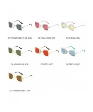 Brand Designer Pearl Folding Metal Square Sunglasses Women Unique Clear Pink Flip Punk Shades - Gray&blue - C018OTULU0M $9.63...