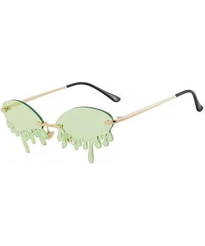 Rimless Sunglasses Women fashion Unique Tears Shape Steampunk Sunglasses - Green - C7199AY33C6 $8.90 Rimless