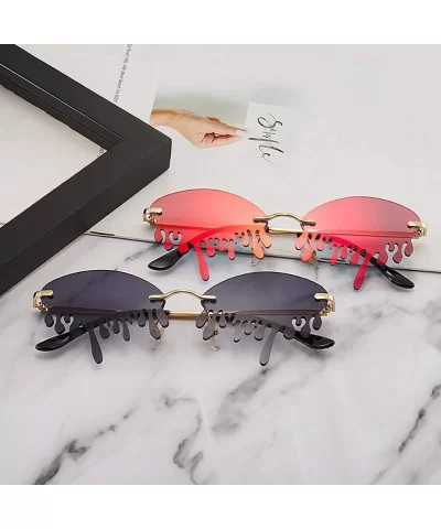 Rimless Sunglasses Women fashion Unique Tears Shape Steampunk Sunglasses - Green - C7199AY33C6 $8.90 Rimless