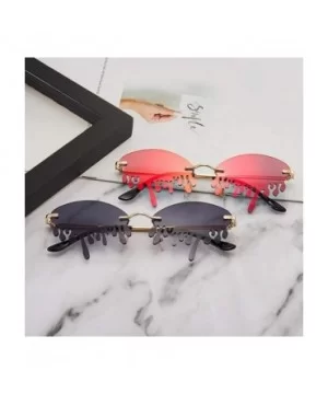 Rimless Sunglasses Women fashion Unique Tears Shape Steampunk Sunglasses - Green - C7199AY33C6 $8.90 Rimless