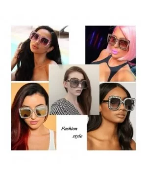 elton john oversized sunglasses for women crystal Diamond Rhinestone bling Thick Frame square glasses - CI19453LY8E $11.29 Ov...