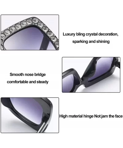 elton john oversized sunglasses for women crystal Diamond Rhinestone bling Thick Frame square glasses - CI19453LY8E $11.29 Ov...