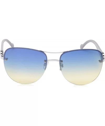 Women's R3278 Semi-Rimless Aviator Sunglasses with Metal Brow Bar - Enamel Arms & 100% UV Protection - 60 mm - CW18O39KWMW $3...