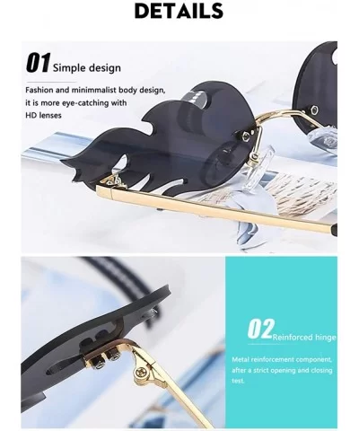 Trend Flowing Flame Sunglasses Men Women Metal Frameless Street Beat Sports UV400 Sunglasses - A6 - CM18XMAOY9N $7.11 Sport