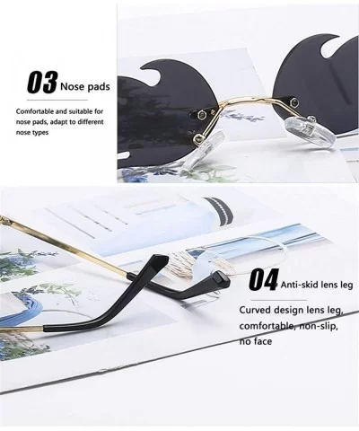 Trend Flowing Flame Sunglasses Men Women Metal Frameless Street Beat Sports UV400 Sunglasses - A6 - CM18XMAOY9N $7.11 Sport