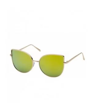 Women's Tulip Aviator Flat Colored Lens Sunglasses - Gold Frame Green Lens - C812MF8FNBR $11.11 Aviator