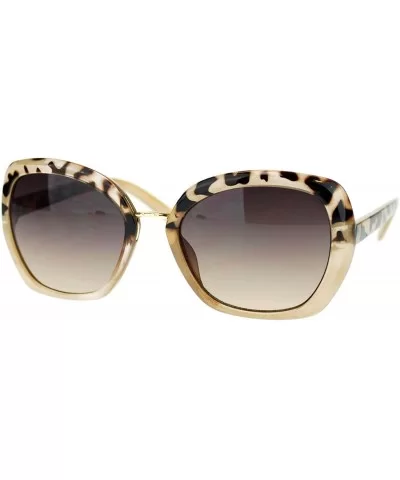 Womens Rectangular Metal Bridge Butterfly Designer Fashion Sunglasses - Beige - CJ11NV5OVCV $7.42 Butterfly