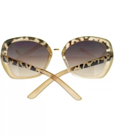 Womens Rectangular Metal Bridge Butterfly Designer Fashion Sunglasses - Beige - CJ11NV5OVCV $7.42 Butterfly