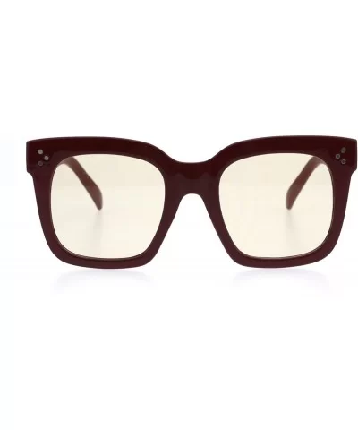 Womens Mod Oversize Rectangular Thick Horn Rim Plastic Sunglasses - Burgundy - CO18EYS9OC0 $5.76 Rectangular