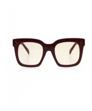 Womens Mod Oversize Rectangular Thick Horn Rim Plastic Sunglasses - Burgundy - CO18EYS9OC0 $5.76 Rectangular