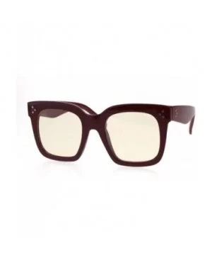 Womens Mod Oversize Rectangular Thick Horn Rim Plastic Sunglasses - Burgundy - CO18EYS9OC0 $5.76 Rectangular