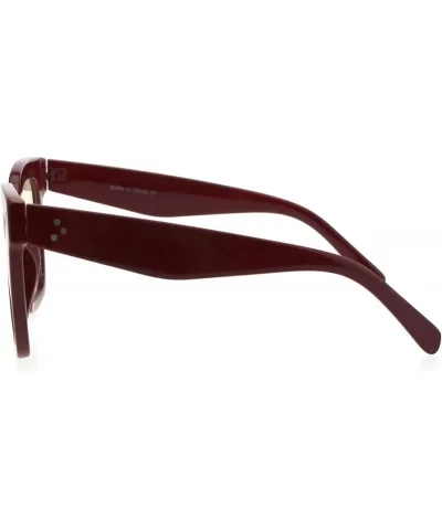 Womens Mod Oversize Rectangular Thick Horn Rim Plastic Sunglasses - Burgundy - CO18EYS9OC0 $5.76 Rectangular