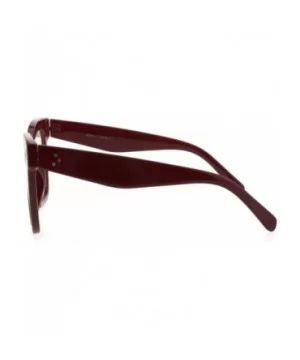 Womens Mod Oversize Rectangular Thick Horn Rim Plastic Sunglasses - Burgundy - CO18EYS9OC0 $5.76 Rectangular