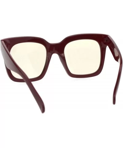 Womens Mod Oversize Rectangular Thick Horn Rim Plastic Sunglasses - Burgundy - CO18EYS9OC0 $5.76 Rectangular