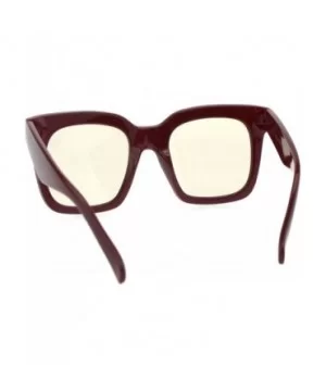 Womens Mod Oversize Rectangular Thick Horn Rim Plastic Sunglasses - Burgundy - CO18EYS9OC0 $5.76 Rectangular