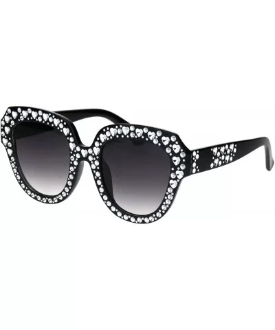 Womens Oversized Style Sunglasses Heart Design Butterfly Frame UV 400 - Black (Smoke) - CY18RQ3OW6K $6.51 Butterfly