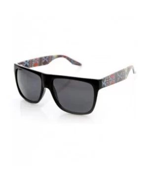 Native Print Classic Retro Fashion Flat Top Horn Rimmed Style Sunglasses (Brown) - CA11988CLWH $6.05 Wayfarer