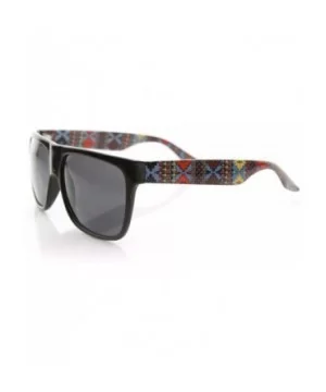 Native Print Classic Retro Fashion Flat Top Horn Rimmed Style Sunglasses (Brown) - CA11988CLWH $6.05 Wayfarer