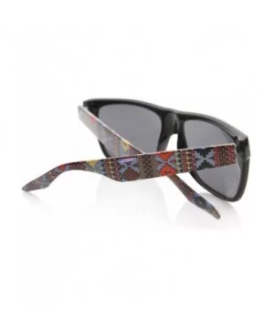 Native Print Classic Retro Fashion Flat Top Horn Rimmed Style Sunglasses (Brown) - CA11988CLWH $6.05 Wayfarer