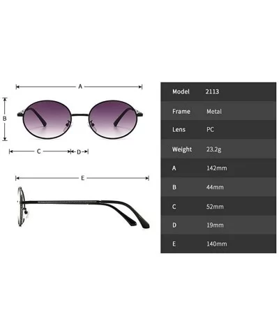 Fashion Retro Men's Punk Oval Metal Frame Designer Ladies Hip Hop Sunglasses - Grey - C21943LWXQZ $10.98 Oval