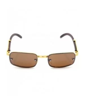 Mens Exposed Lens Narrow Rectangular Hustler OG Sunglasses - Gold Solid Brown - CC18TCMILHY $5.15 Rectangular