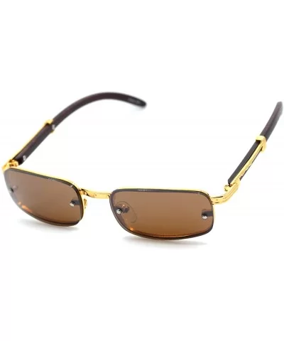 Mens Exposed Lens Narrow Rectangular Hustler OG Sunglasses - Gold Solid Brown - CC18TCMILHY $5.15 Rectangular