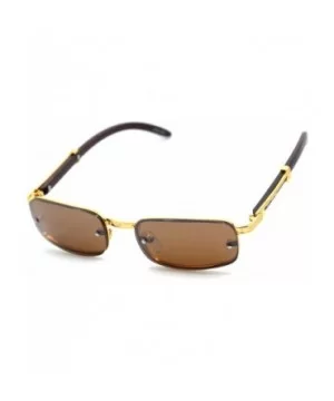 Mens Exposed Lens Narrow Rectangular Hustler OG Sunglasses - Gold Solid Brown - CC18TCMILHY $5.15 Rectangular