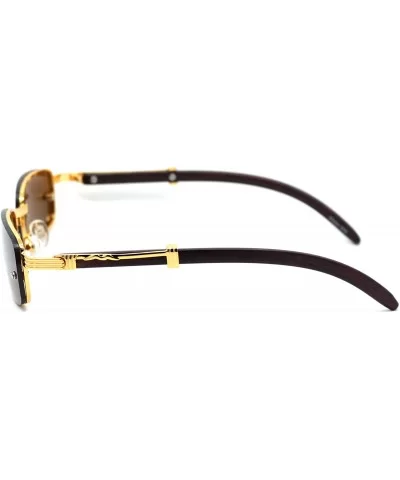 Mens Exposed Lens Narrow Rectangular Hustler OG Sunglasses - Gold Solid Brown - CC18TCMILHY $5.15 Rectangular