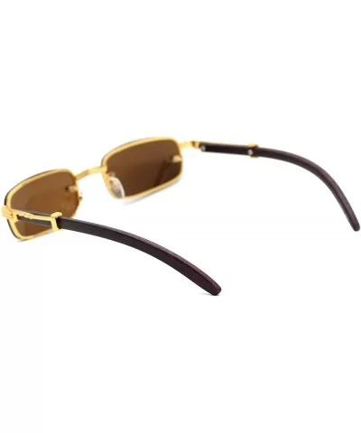 Mens Exposed Lens Narrow Rectangular Hustler OG Sunglasses - Gold Solid Brown - CC18TCMILHY $5.15 Rectangular