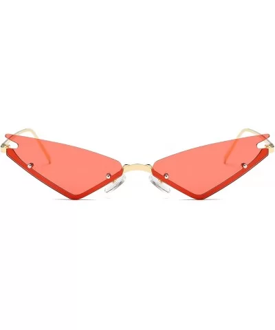 Small Cateye Sunglasses Futuristic Rimless Mirrored Lens - Red Clear Lens - CX18T5GOTGI $9.63 Square