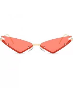 Small Cateye Sunglasses Futuristic Rimless Mirrored Lens - Red Clear Lens - CX18T5GOTGI $9.63 Square