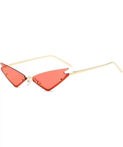 Small Cateye Sunglasses Futuristic Rimless Mirrored Lens - Red Clear Lens - CX18T5GOTGI $9.63 Square