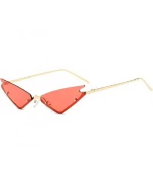 Small Cateye Sunglasses Futuristic Rimless Mirrored Lens - Red Clear Lens - CX18T5GOTGI $9.63 Square