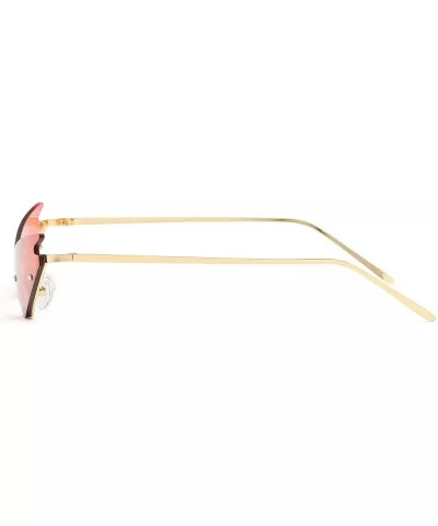 Small Cateye Sunglasses Futuristic Rimless Mirrored Lens - Red Clear Lens - CX18T5GOTGI $9.63 Square