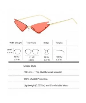 Small Cateye Sunglasses Futuristic Rimless Mirrored Lens - Red Clear Lens - CX18T5GOTGI $9.63 Square