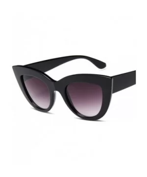 Women Cat Eye Sunglasses Retro Mirror Lens Sun Glasses Ladies Colorful Glasses UV400 - Black Gradual Gray - CE199O8MNGA $8.14...