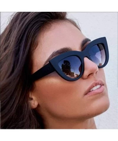 Women Cat Eye Sunglasses Retro Mirror Lens Sun Glasses Ladies Colorful Glasses UV400 - Black Gradual Gray - CE199O8MNGA $8.14...