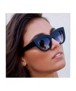 Women Cat Eye Sunglasses Retro Mirror Lens Sun Glasses Ladies Colorful Glasses UV400 - Black Gradual Gray - CE199O8MNGA $8.14...