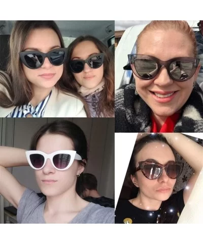 Women Cat Eye Sunglasses Retro Mirror Lens Sun Glasses Ladies Colorful Glasses UV400 - Black Gradual Gray - CE199O8MNGA $8.14...