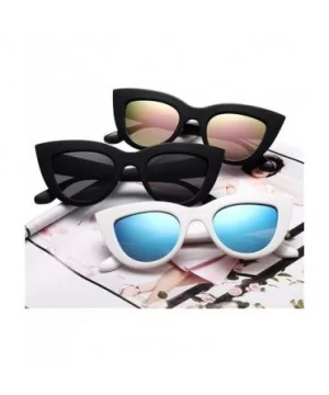 Women Cat Eye Sunglasses Retro Mirror Lens Sun Glasses Ladies Colorful Glasses UV400 - Black Gradual Gray - CE199O8MNGA $8.14...