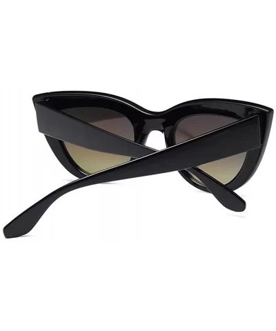 Women Cat Eye Sunglasses Retro Mirror Lens Sun Glasses Ladies Colorful Glasses UV400 - Black Gradual Gray - CE199O8MNGA $8.14...