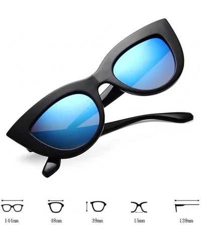 Women Cat Eye Sunglasses Retro Mirror Lens Sun Glasses Ladies Colorful Glasses UV400 - Black Gradual Gray - CE199O8MNGA $8.14...