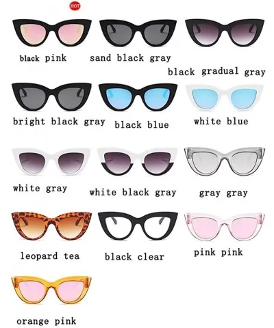 Women Cat Eye Sunglasses Retro Mirror Lens Sun Glasses Ladies Colorful Glasses UV400 - Black Gradual Gray - CE199O8MNGA $8.14...