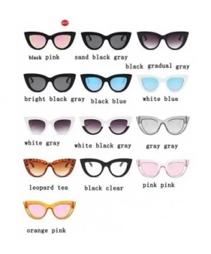 Women Cat Eye Sunglasses Retro Mirror Lens Sun Glasses Ladies Colorful Glasses UV400 - Black Gradual Gray - CE199O8MNGA $8.14...